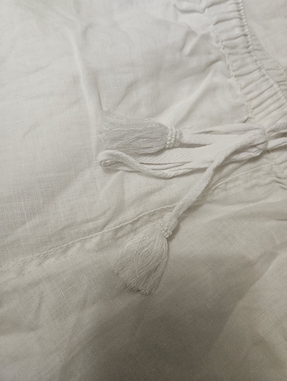 Rachel Ashwell 100% Linen White Casual Pants With Lasercut Bottom Hem Detail Med - Picture 4 of 9
